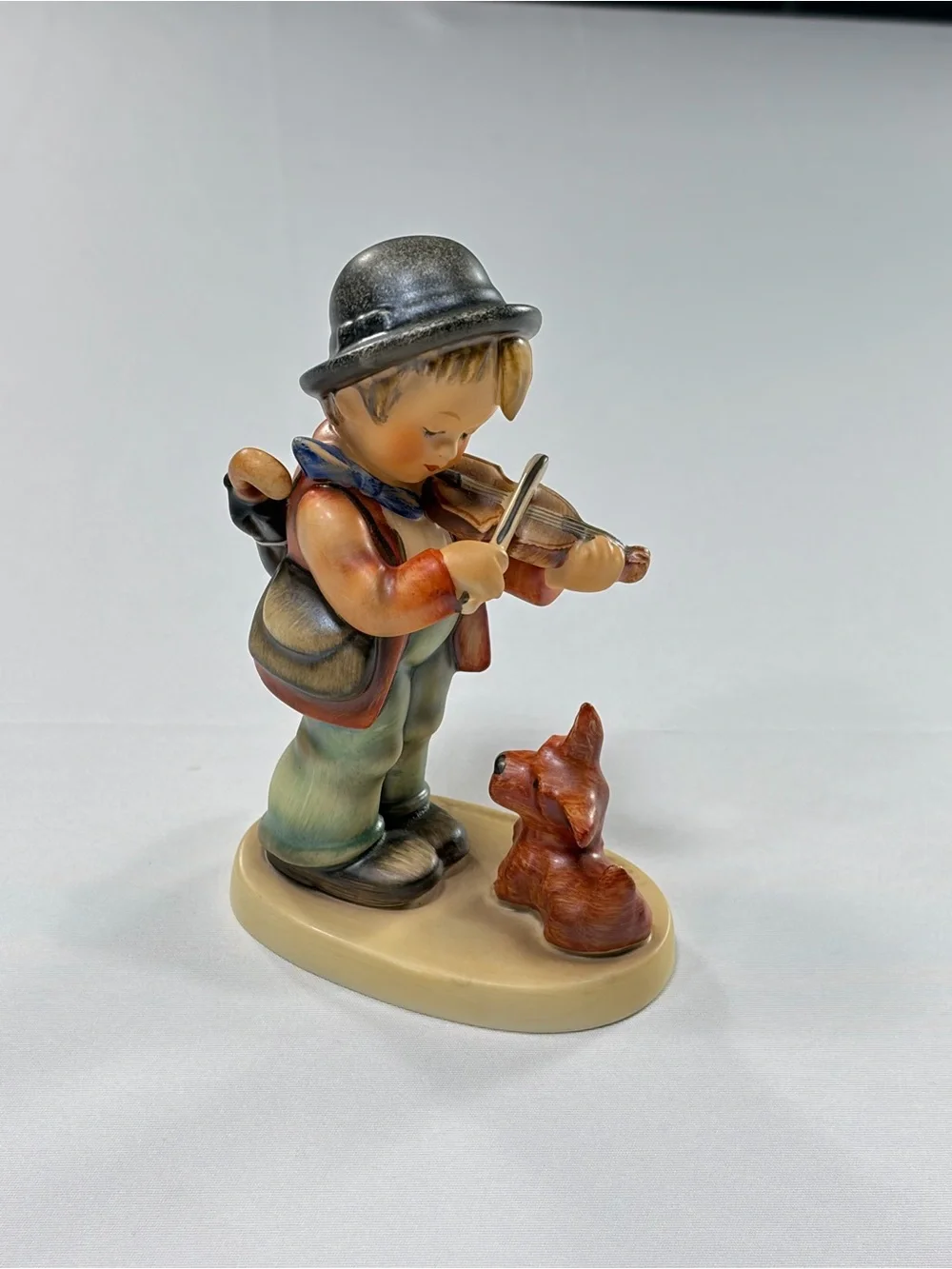 Goebel Hummel Puppy Love Figurine W Germany Boy Violin Dog Vintage Porcelain